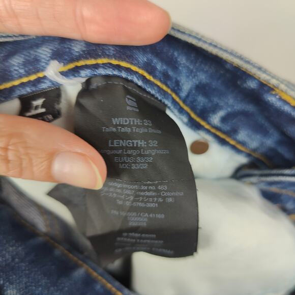 G-Star Raw Stean Tapered Jeans Mens 33x32 Medium Wash Stash Pocket Biker FLAW - Picture 11 of 14